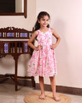Pink Petal Bow Cotton Frock