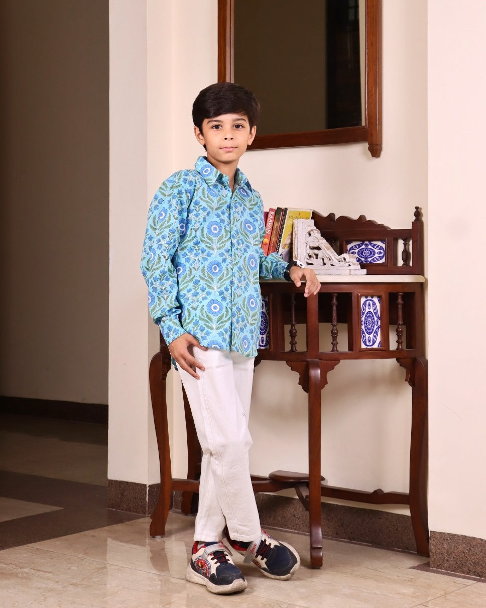 Sky Bloom Cotton Shirt
