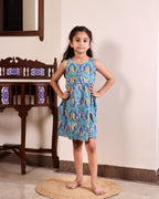 Azure Birdsong Cotton Dress