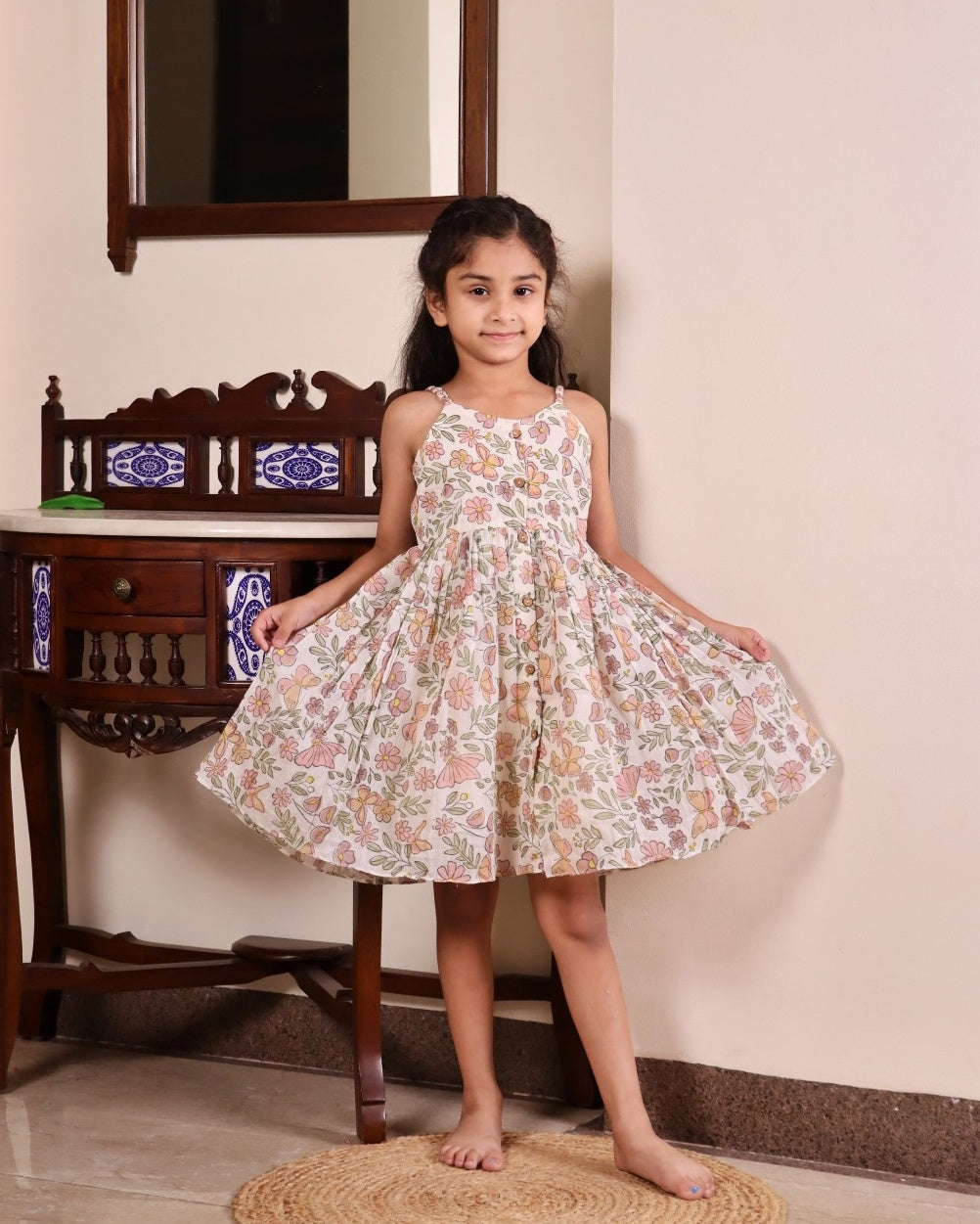 Butterfly Garden Mulmul Frock