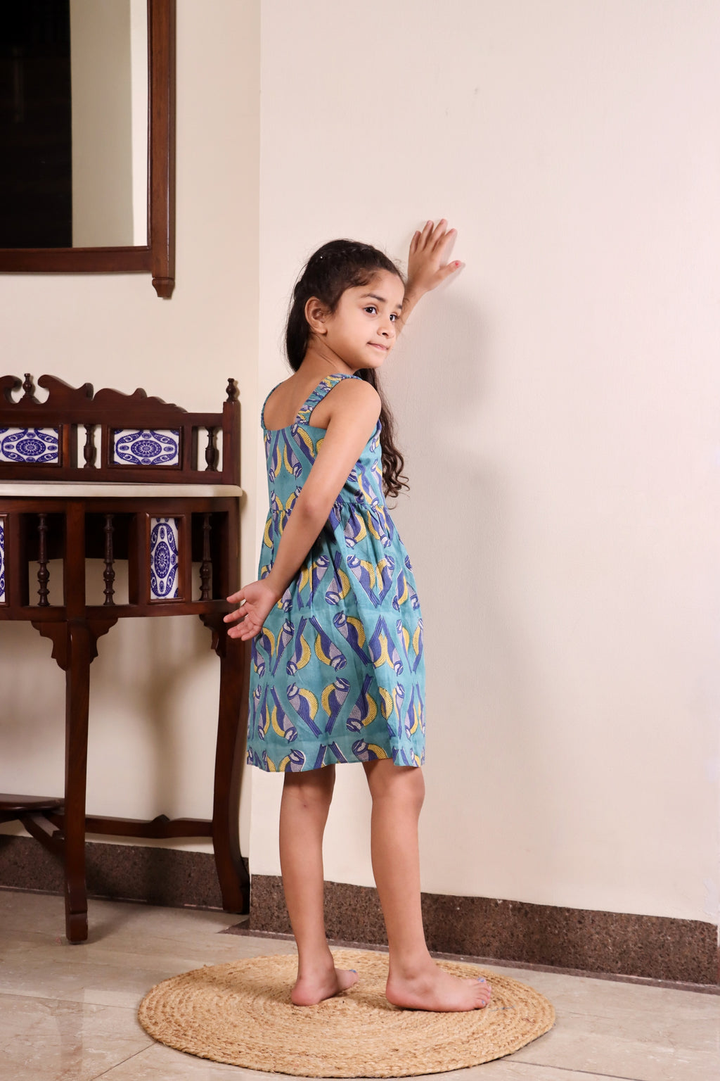 Azure Birdsong Cotton Dress