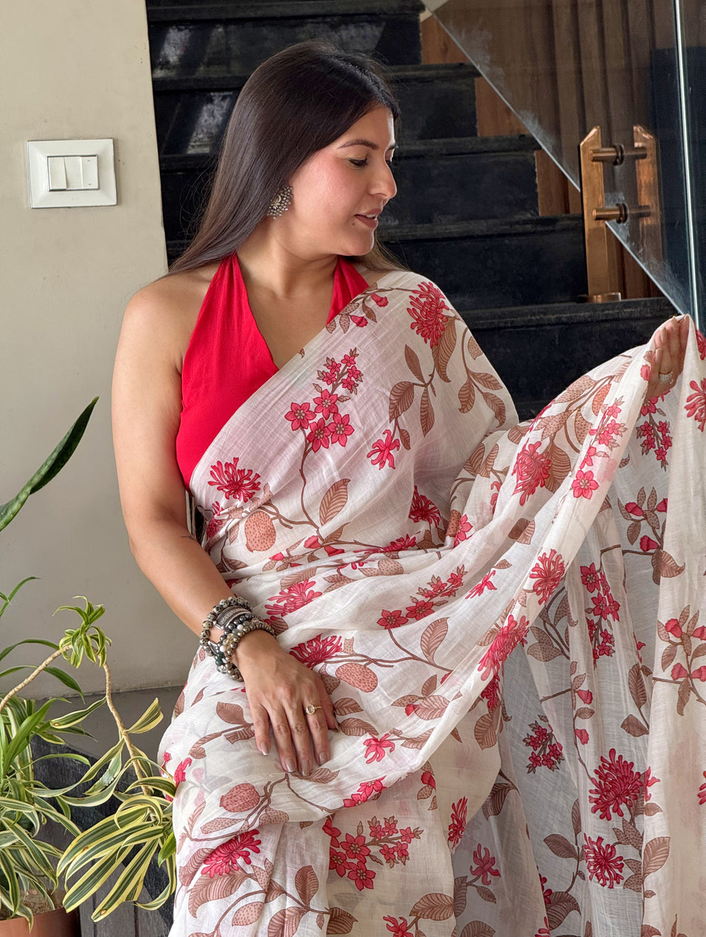 Ruhani-Mul Chanderi Saree with Crepe Blouse