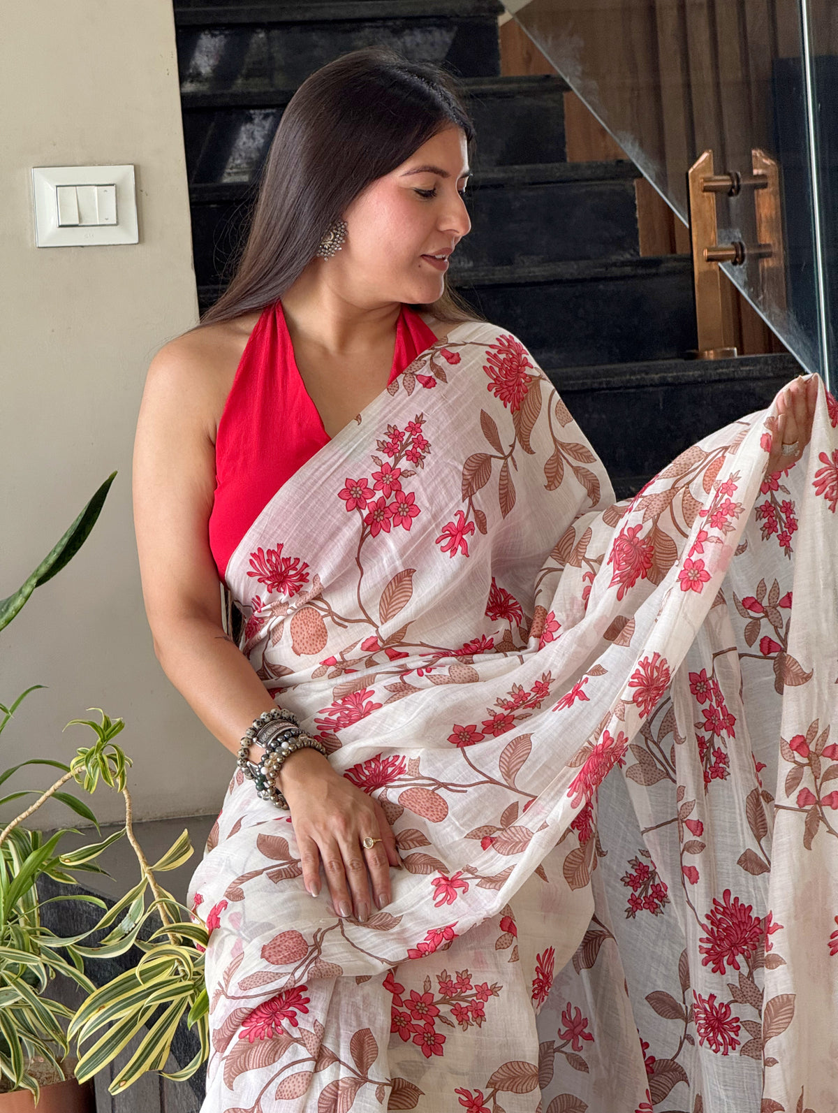 Ruhani-Mul Chanderi Saree with Crepe Blouse