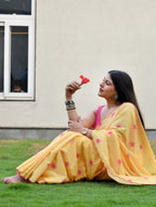 Sunlit Bloom – Mulmul Saree with Cotton Blouse