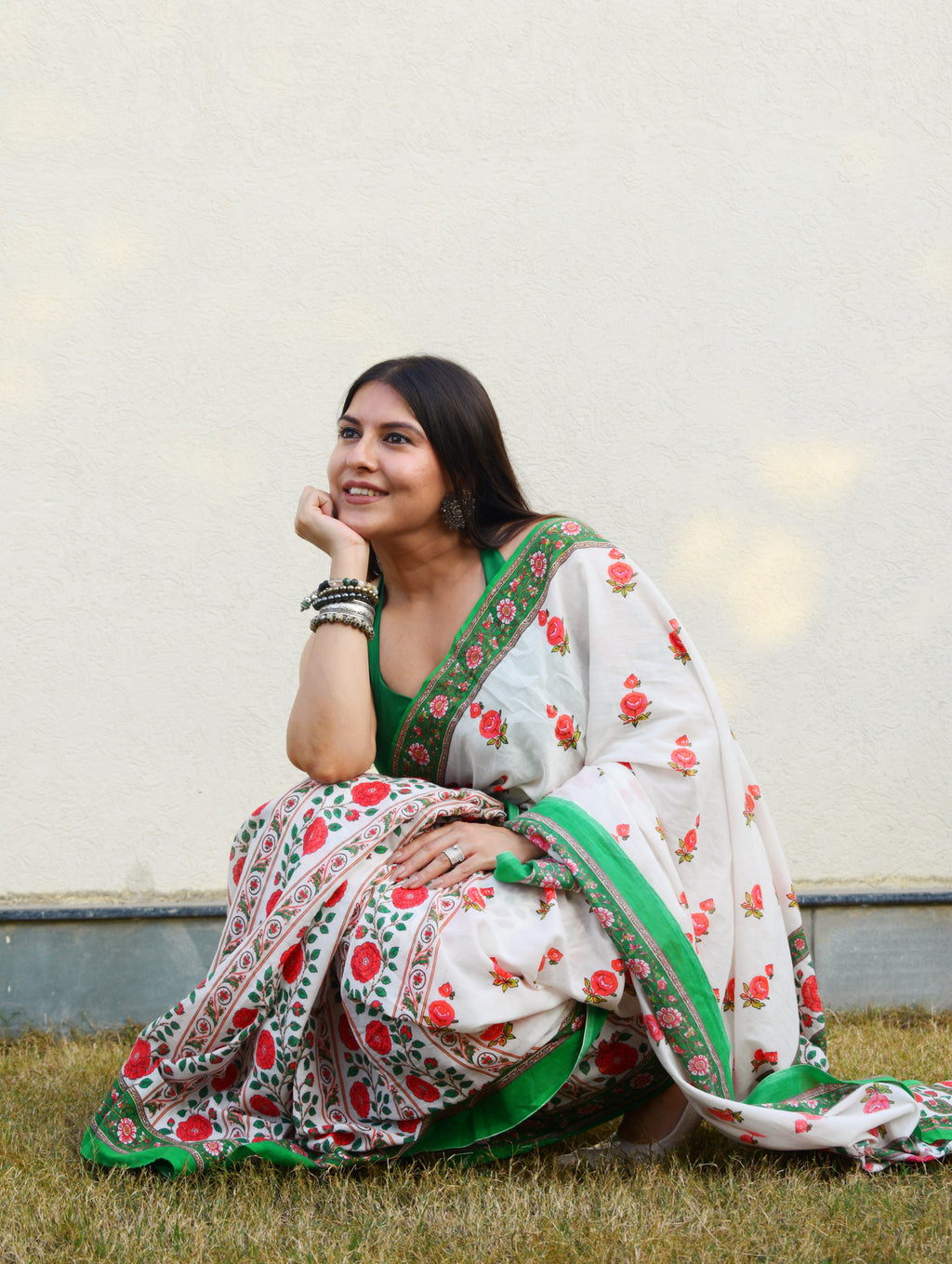 Gulab-Bagh-Mulmul Saree with Cotton Blouse