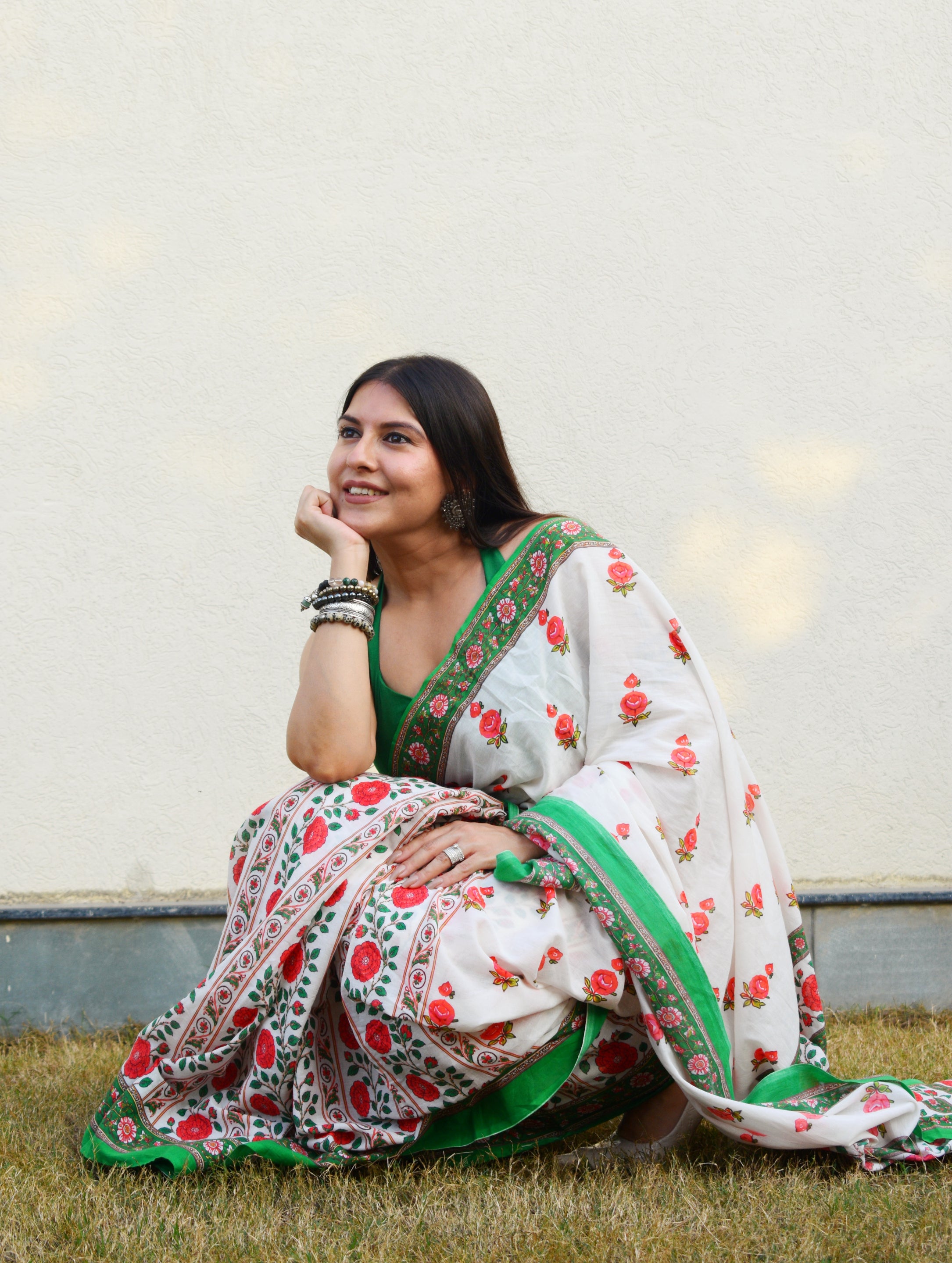 Gulab-Bagh-Mulmul Saree with Cotton Blouse