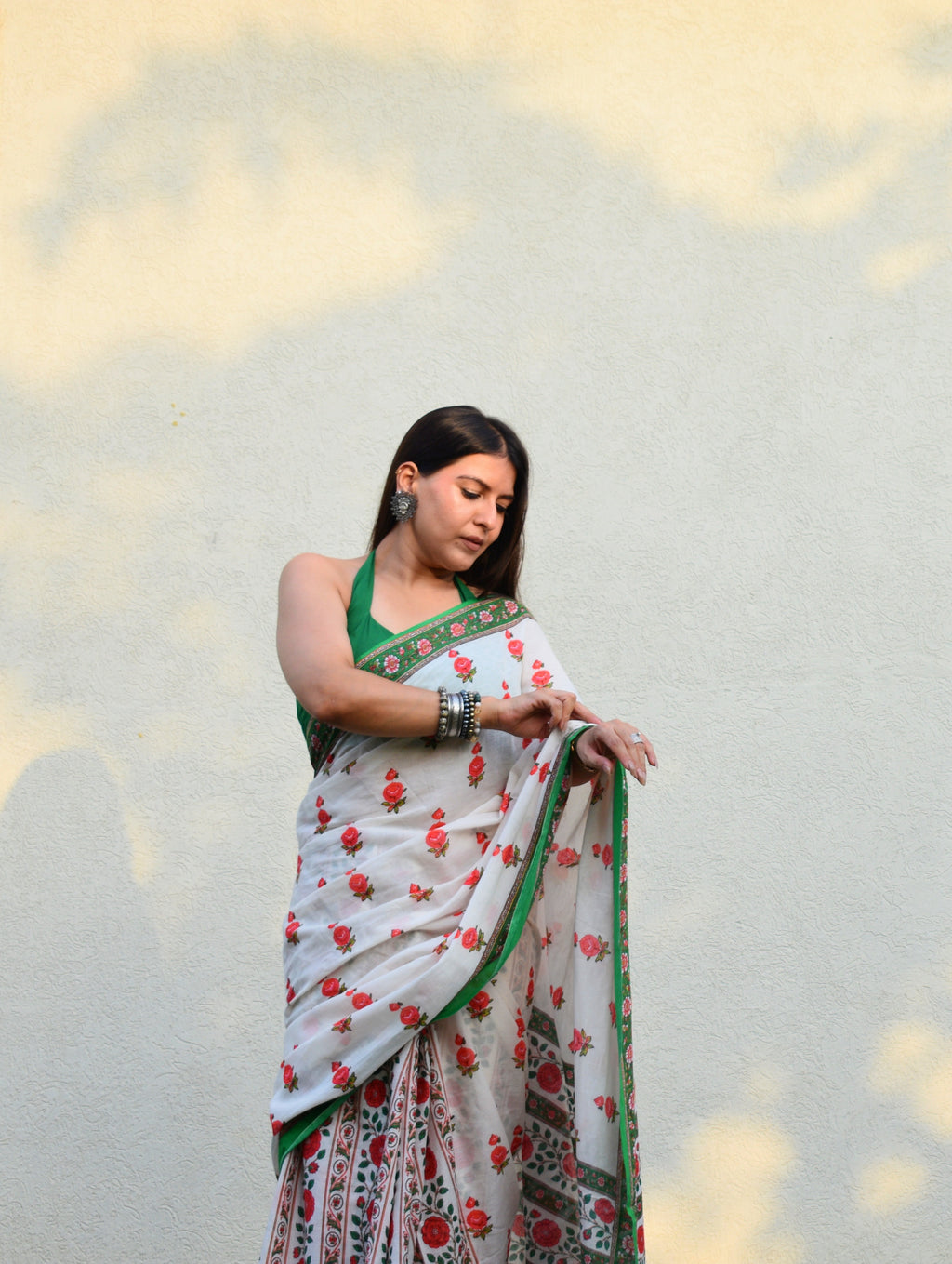 Gulab-Bagh-Mulmul Saree with Cotton Blouse