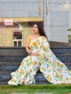 Sunshine Floral-Mul Chanderi Saree with Crepe Blouse