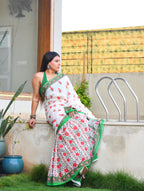 Gulab-Bagh-Mulmul Saree with Cotton Blouse