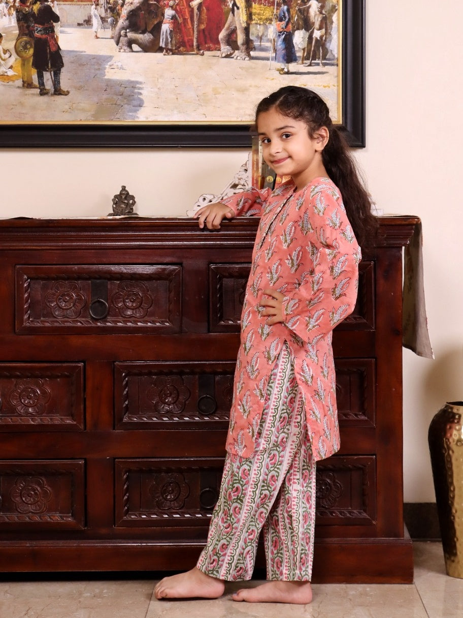 Coral Blossom Cotton Co-ord Set