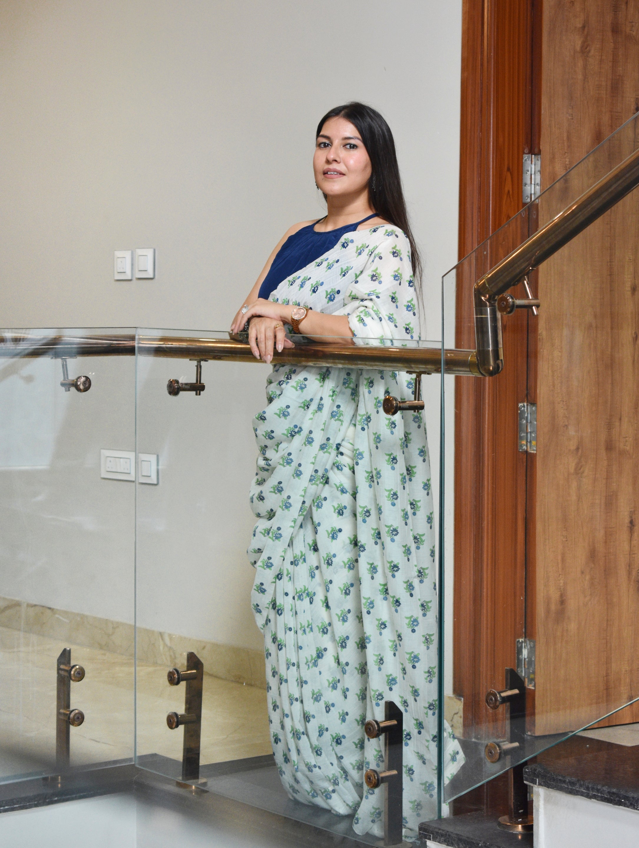 Vanya-Mul Chanderi Saree with Crepe Blouse