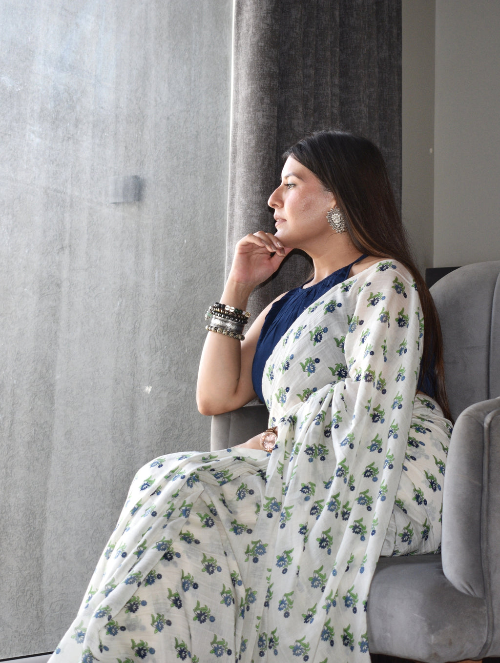Vanya-Mul Chanderi Saree with Crepe Blouse