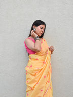 Sunlit Bloom – Mulmul Saree with Cotton Blouse