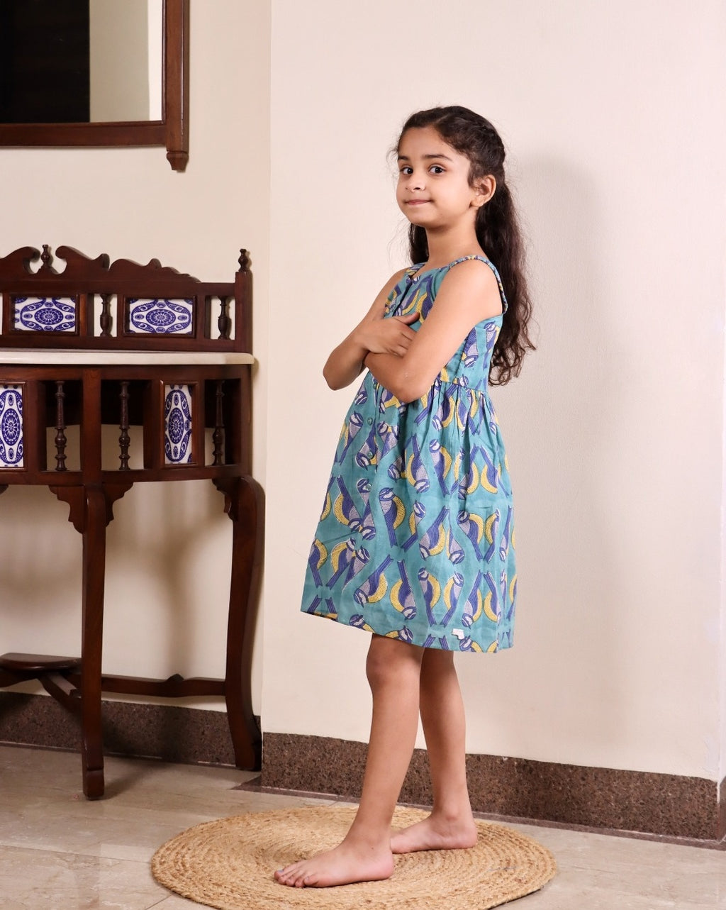 Azure Birdsong Cotton Dress