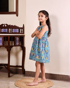Azure Birdsong Cotton Dress
