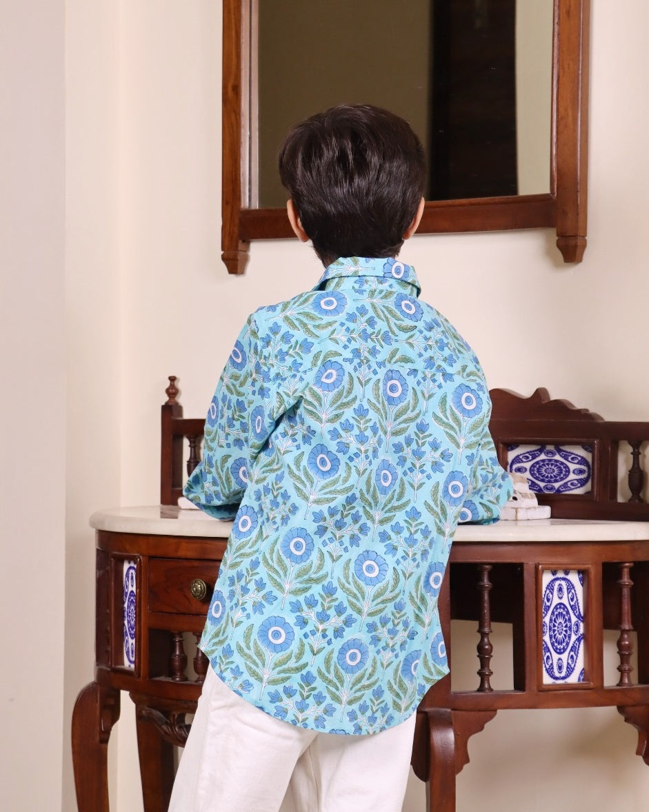 Sky Bloom Cotton Shirt