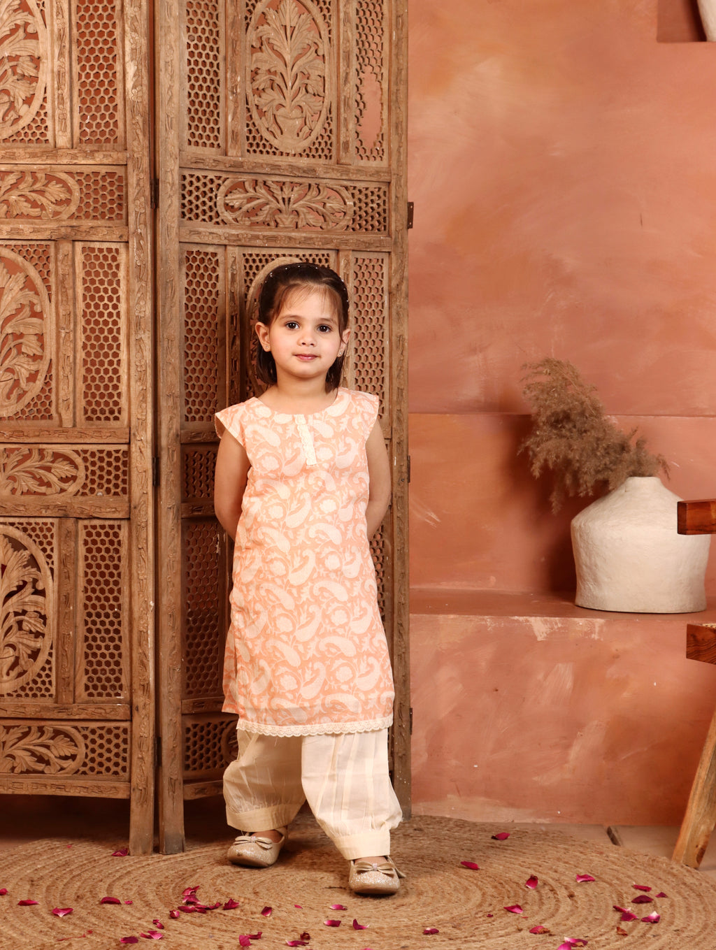 Noor peach Suit set